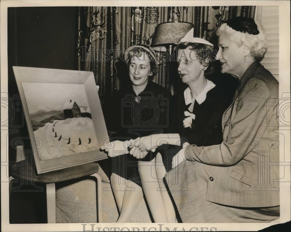 1955 Press Photo Mrs Rachel Adams(L) wife Presidential advisor Sherman, picture - Historic Images