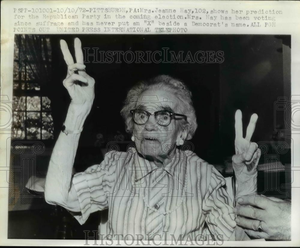 1972 Press Photo Mrs. Jeanne Hay, a Republican Party voter - Historic Images