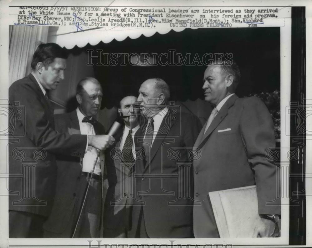 1957 Press Photo Senators Richard B Russell, Mike Mansfield, Styles Bridges - Historic Images