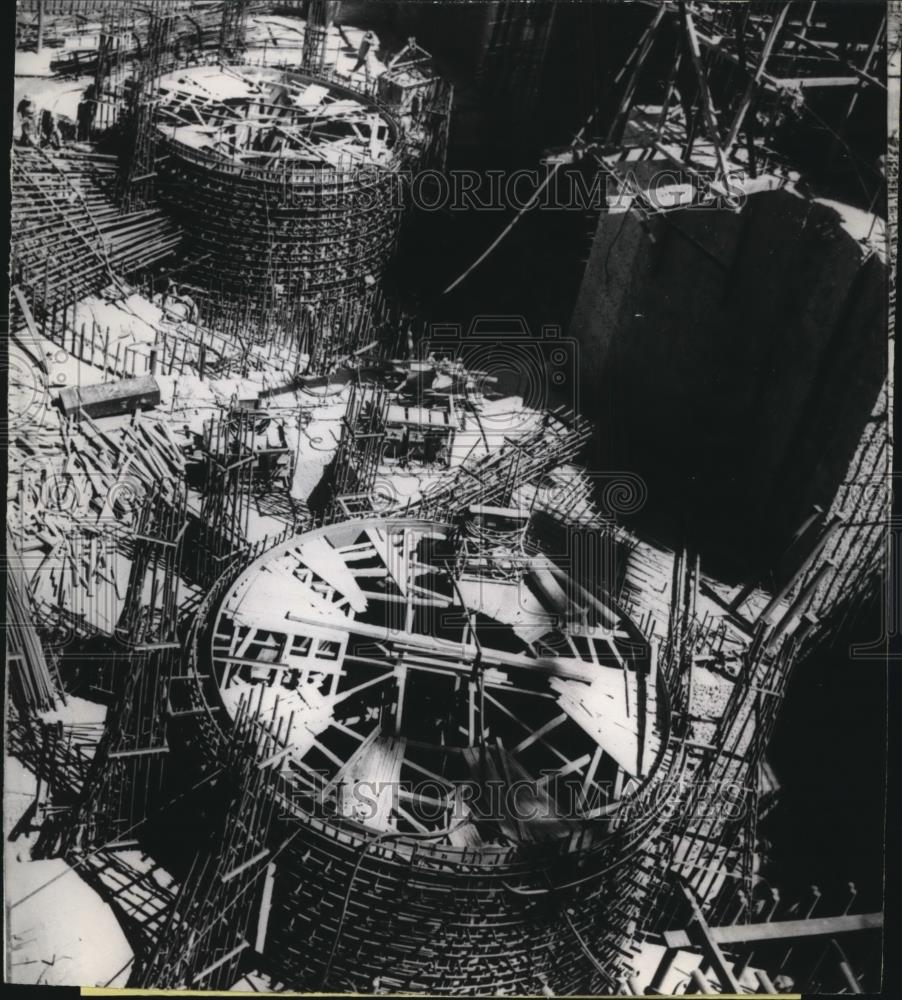 1965 Press Photo Two round structures in Aswan High Dam, United Arab Republic - Historic Images