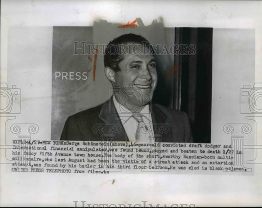 1957 Press Photo Serge Rubinstein Was found Beaten to Death - Historic Images