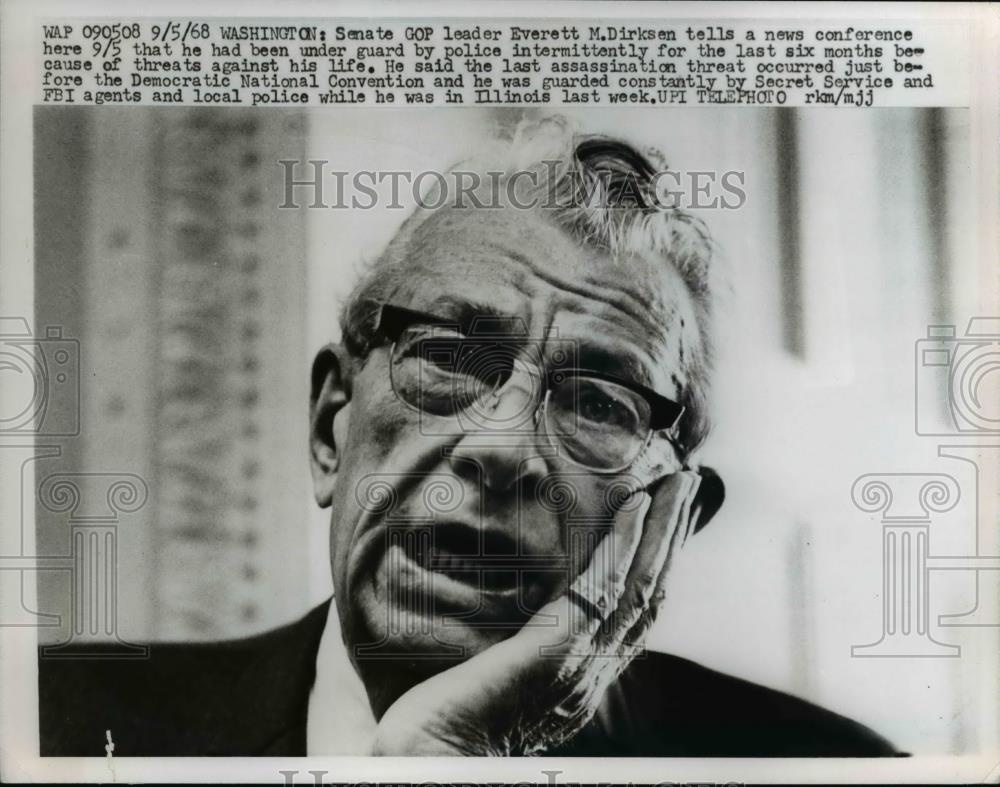 1968 Press Photo Senate GOP Leader Everett M. Dirksen at news conference - Historic Images