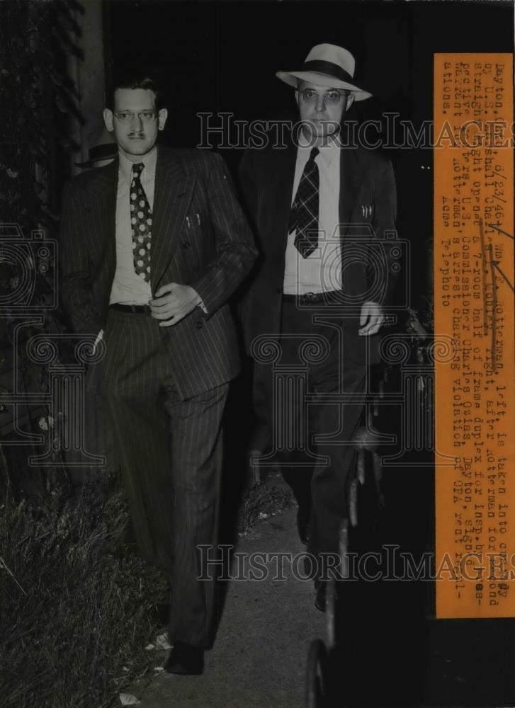 1946 Press Photo Wm F. Rotterman taken into Custody by Charles L. Monley - Historic Images