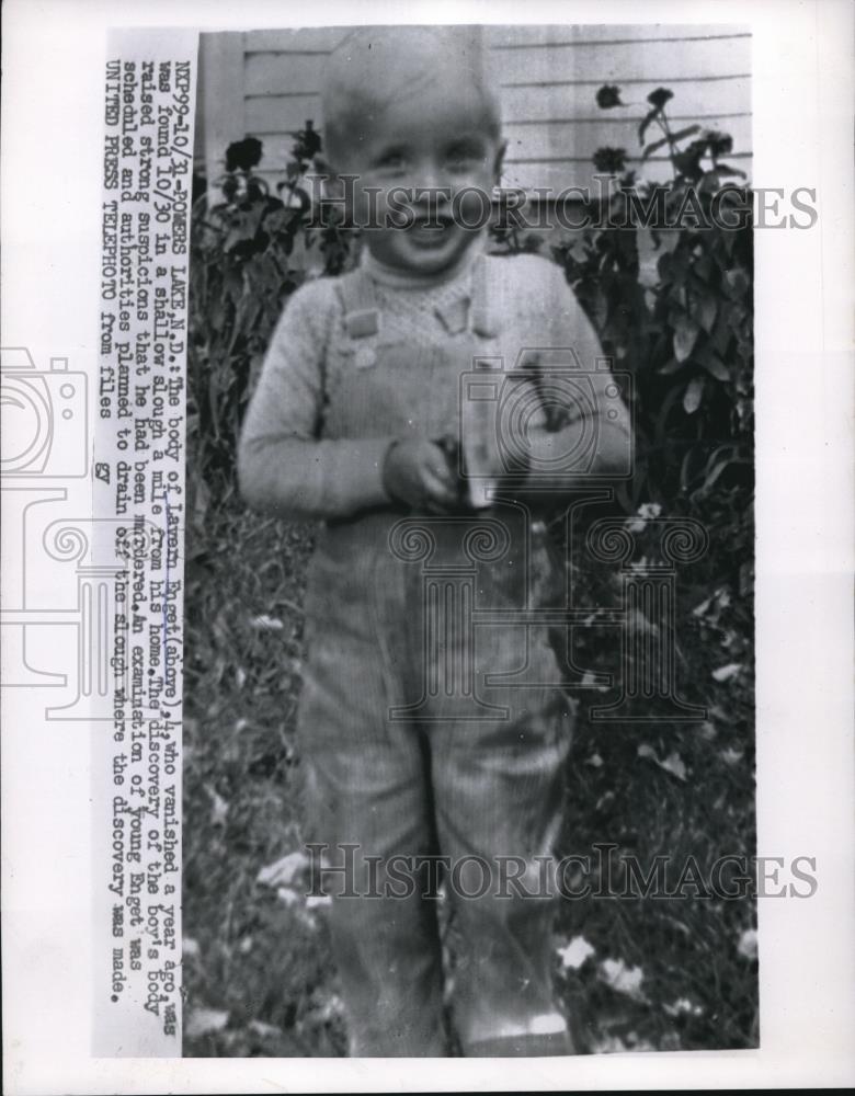 1955 Press Photo Lavern Enget, the boy who vanished a year ago - Historic Images