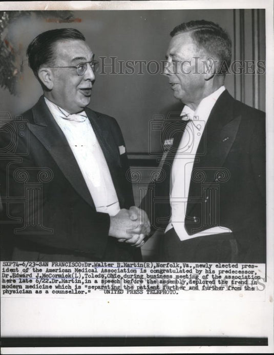 1954 Press Photo Dr. Walter Martin, newly elected American Medical Assn pres. - Historic Images
