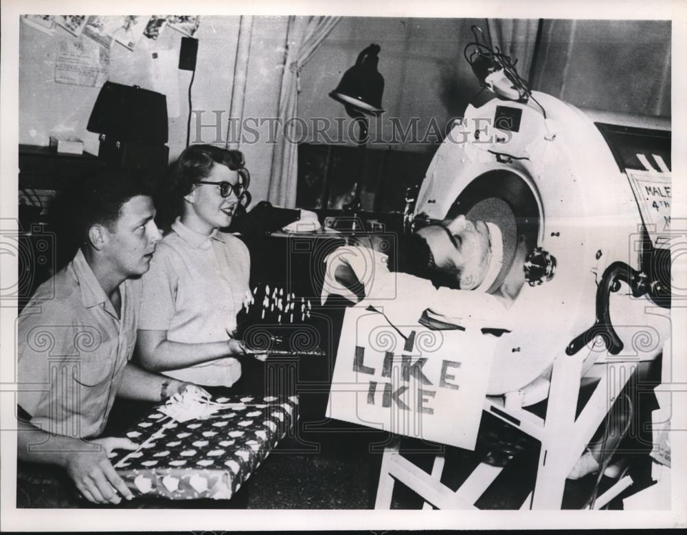 1952 Press Photo George Evermeier iron lung polio victim, Kansas City Kansas - Historic Images