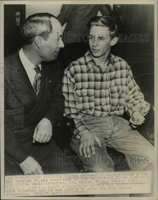 1947 Press Photo Thomas Redhead & Father Thomas Weaver Redhead Boy Sent Juv - Historic Images