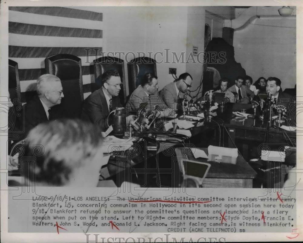 1957 Press Photo Writer, Henry Blankford at the Un American Activities committee - Historic Images