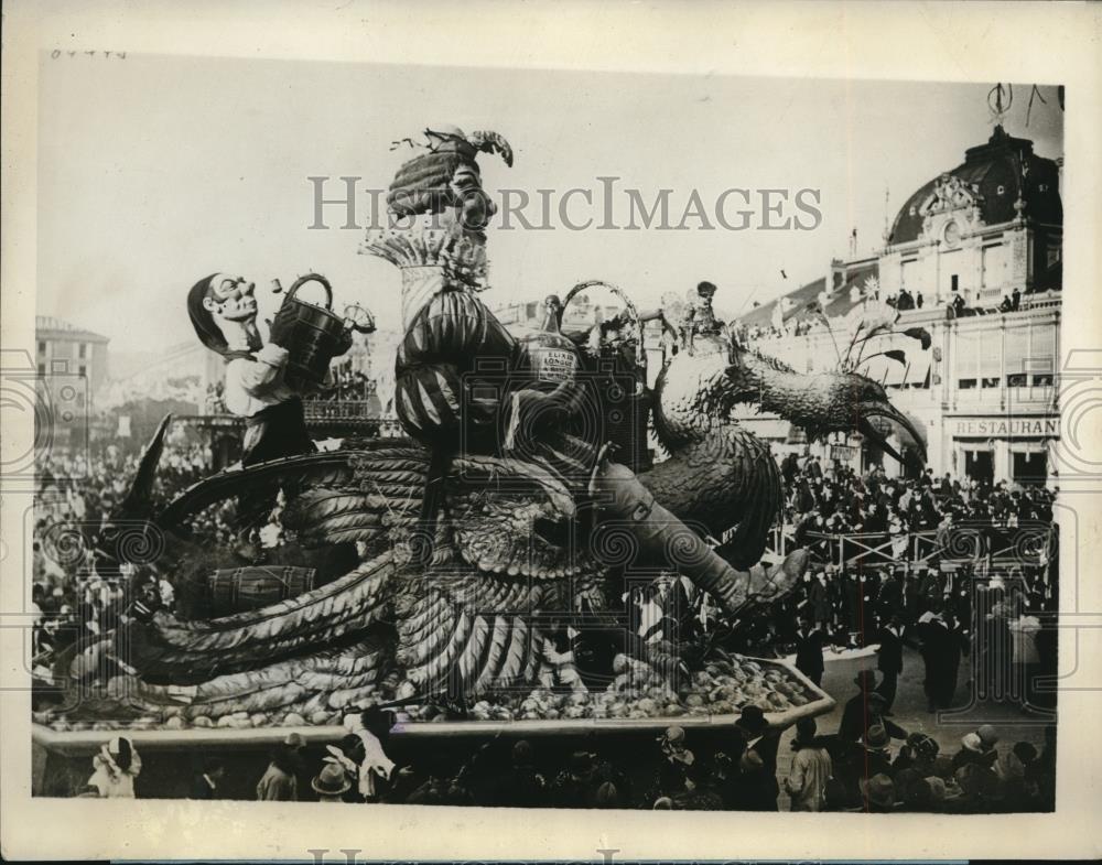 1928 Press Photo Nice France King Carnival Festival floats - Historic Images