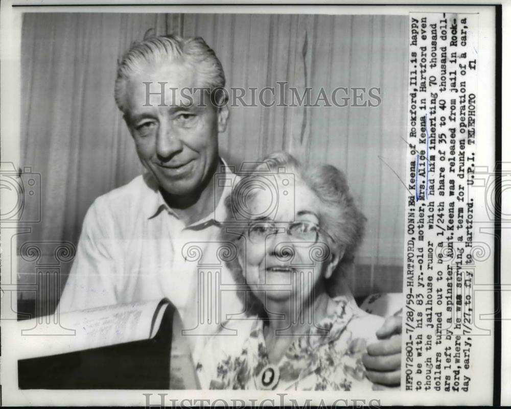 1959 Press Photo Ed Keena and Alice Keena of Hartford Conn - Historic Images