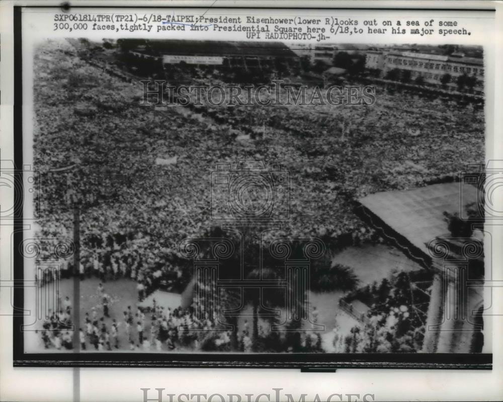 1960 Press Photo President Eisenhower Visiting Taipei 300,000,Attending - Historic Images