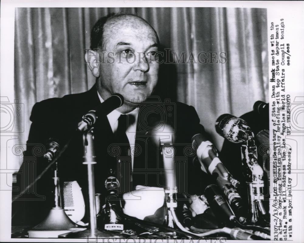 1963 Press Photo Secy State Dean Rusk at his news conference - Historic Images