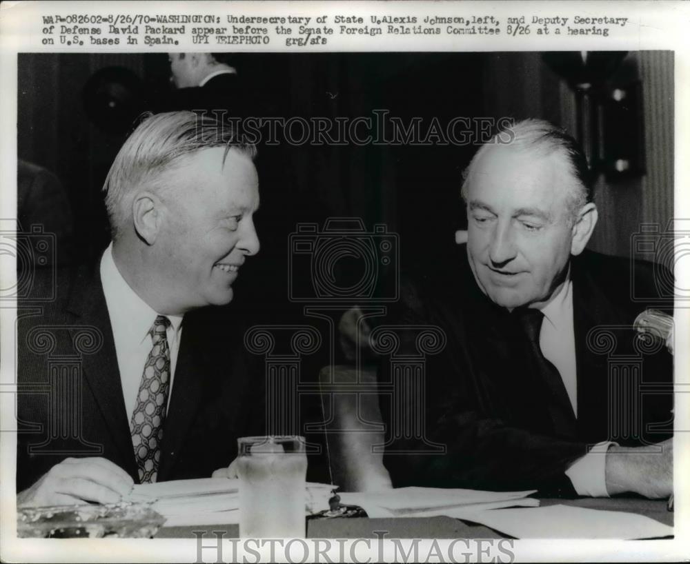 1970 Press Photo State Undersecretary U. Alexis Johnson, David Packard - Historic Images