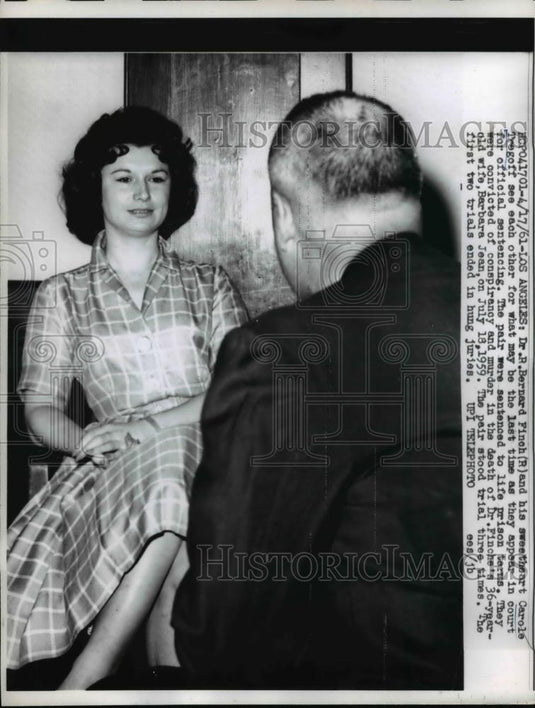 1961 Press Photo Dr Bernard Finch & Carole Tregoff, Life in prison for murder - Historic Images