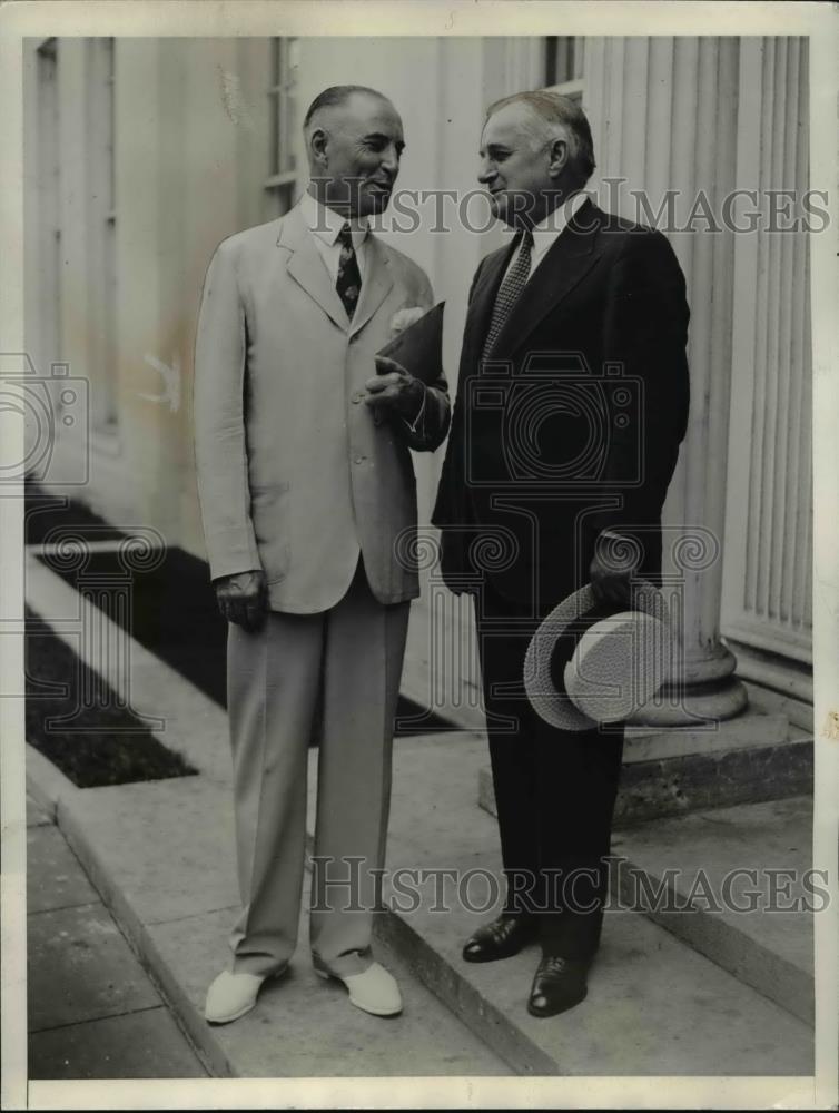 1935 Press Photo Senators Joseph Guffey & Matthew W Neeley Leaving White House - Historic Images