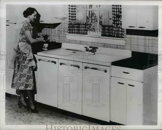 1949 Press Photo Combination Kitchen Sink Clothes Washer & Dishwasher - Historic Images