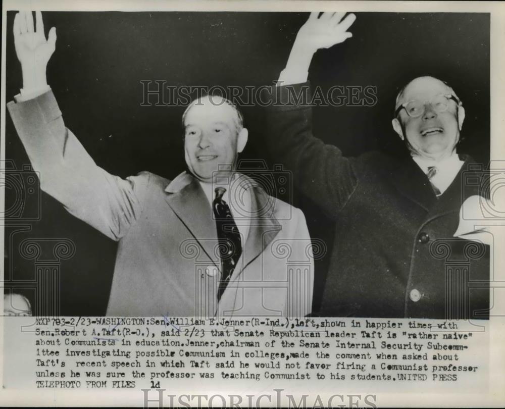 1953 Press Photo Senator William E Jenner & Senator Robert A Taft in Washington - Historic Images