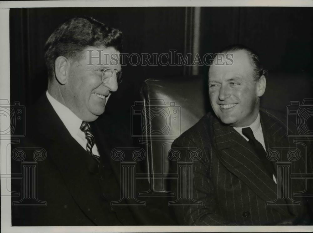 1939 Press Photo Mayor E.J.Kelly and Crown Prince Olav of Norway - Historic Images