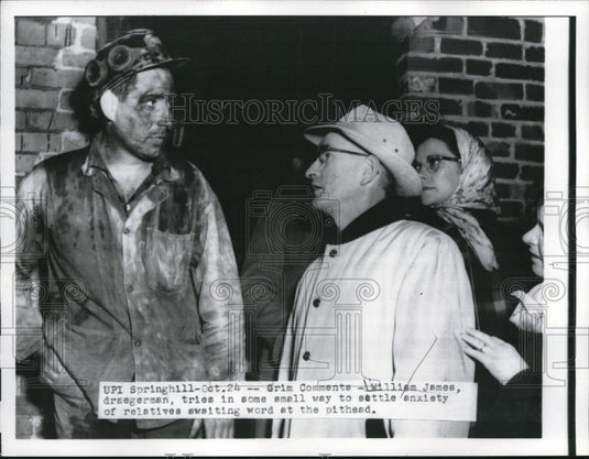1958 Press Photo William James Nova Scotia Coal Miners - Historic Images
