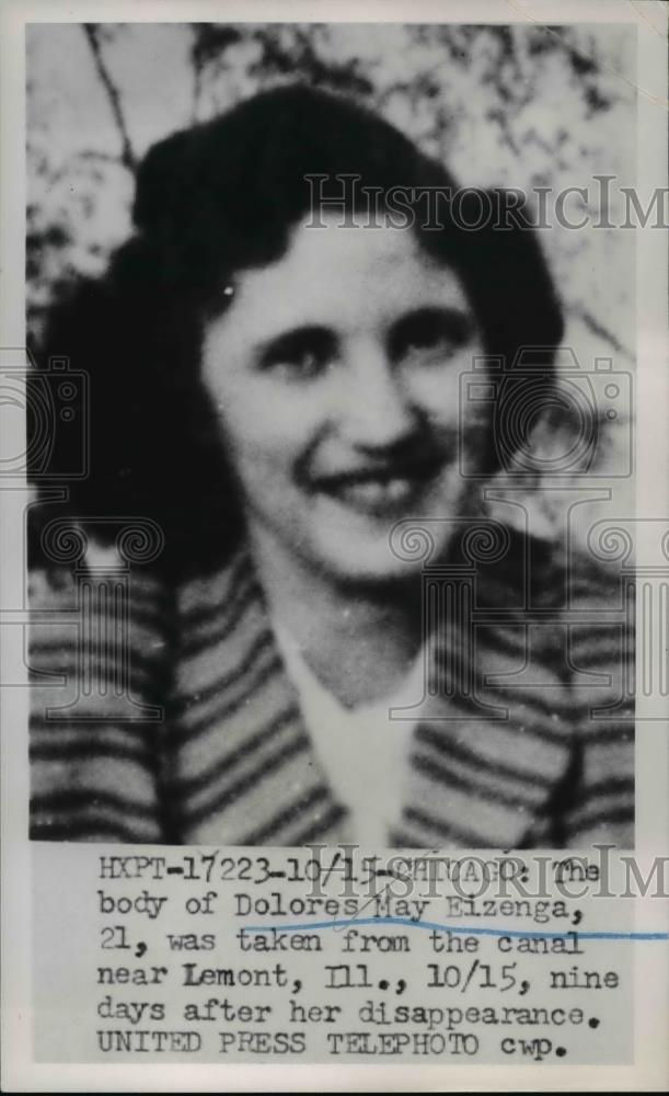 1952 Press Photo Dolores May Eizenga, Missing Illinois Woman Found Dead - Historic Images