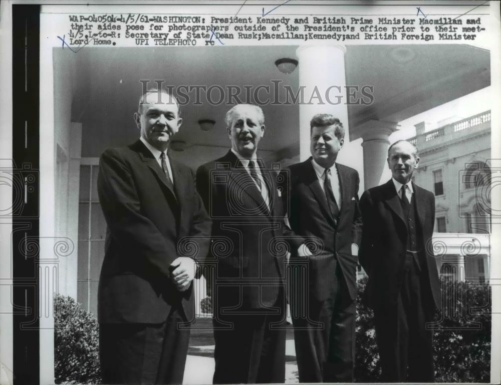 1961 Press Photo of President Kennedy and British Prime Minister MacMillan - Historic Images