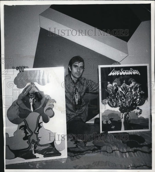1969 Press Photo Ron Chereskin with Love Someday Artwork - Historic Images