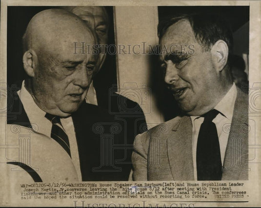 1956 Press Photo House Speaker Sam Rayburn and House Republican Leader J.Martin - Historic Images
