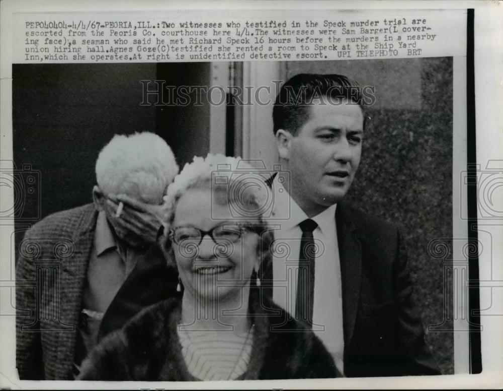 1967 Press Photo Sam Barger and Agnes Goze,witnesses for the Speck Mur ...