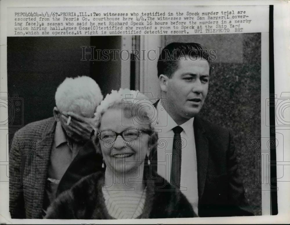 1967 Press Photo Sam Barger and Agnes Goze,witnesses for the Speck Murder trial - Historic Images