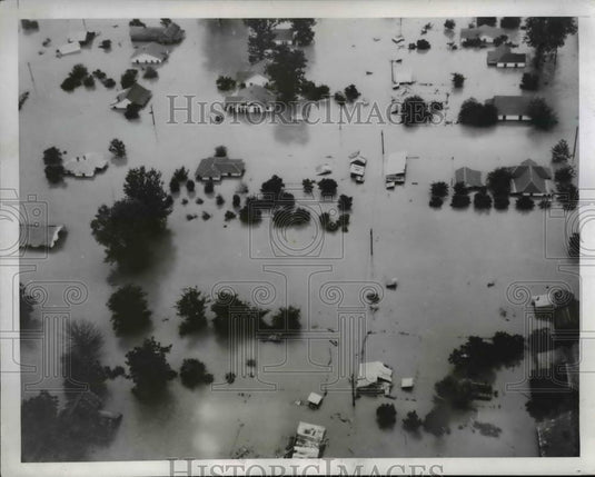 1943 Press Photo Aerial View of Fort Smith Arkansas Hundreds of Blocks Flooded - Historic Images