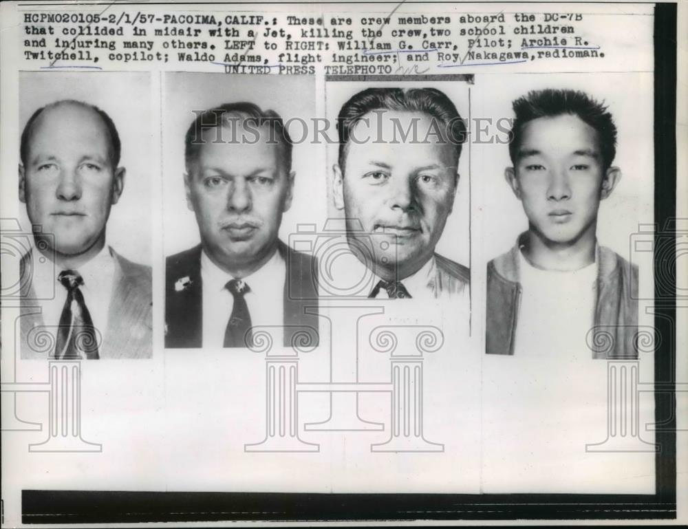 1957 Press Photo Crew Members of DC-78 Died in Mid Air Collision with Jet - Historic Images