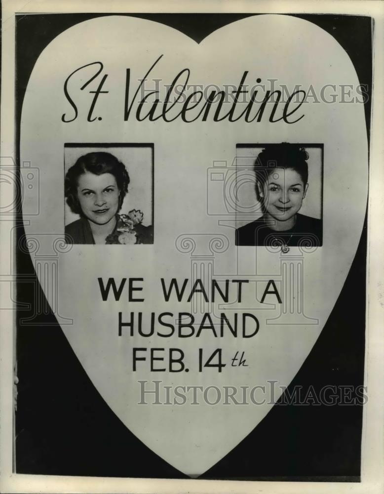 1939 Press Photo Thelma Loomis & Earline Lee Advertising for Husbands - Historic Images