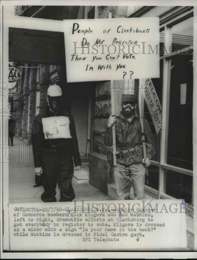 1960 Press Photo Junior Commerce Chamber Members Dressed as Miner, Fidel Castro - Historic Images