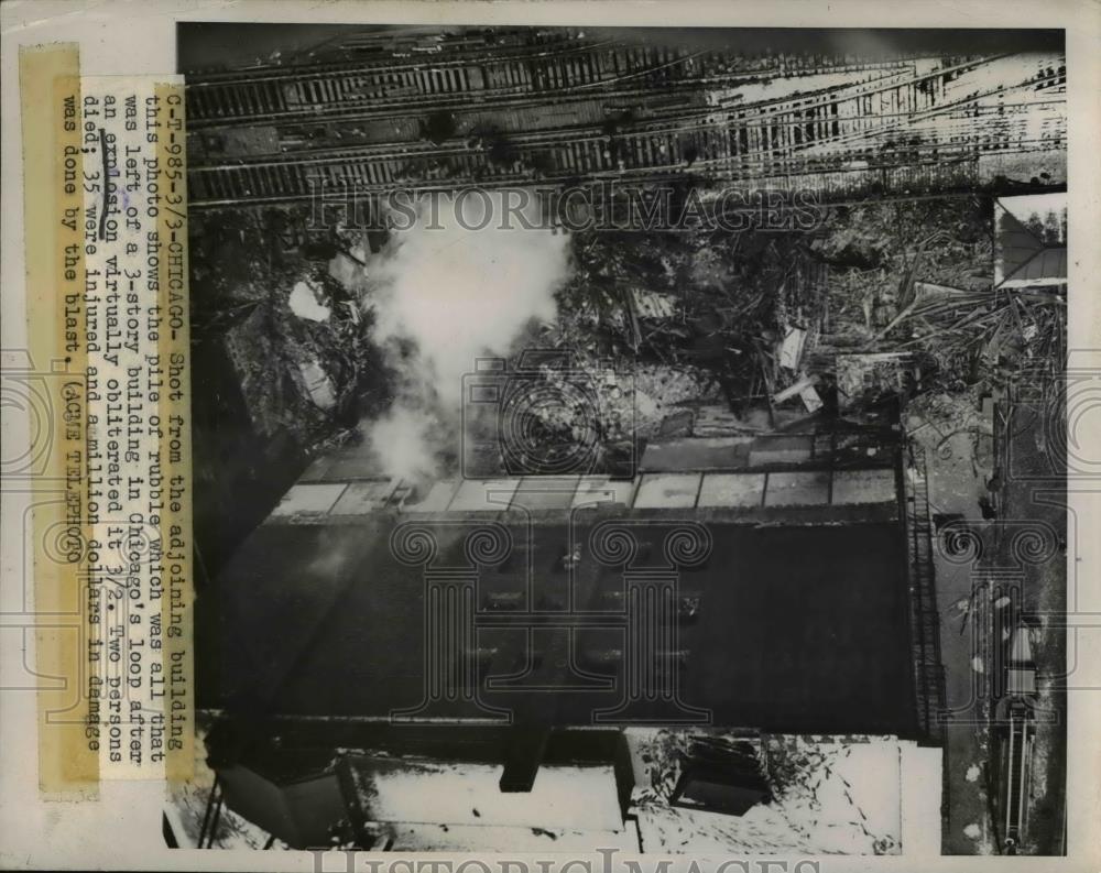 1946 Press Photo Explosion Destroyed Building in Chicago - Historic Images