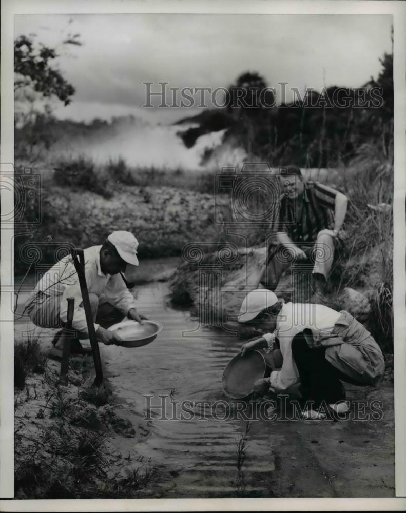 1953 Press Photo Treasure hunters panning for precious metals in Venezuela. - Historic Images