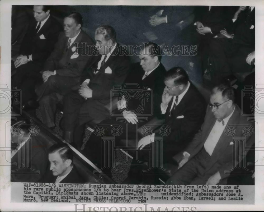 1955 Press Photo Ambassadors at President Eisenhower State of Union Address - Historic Images