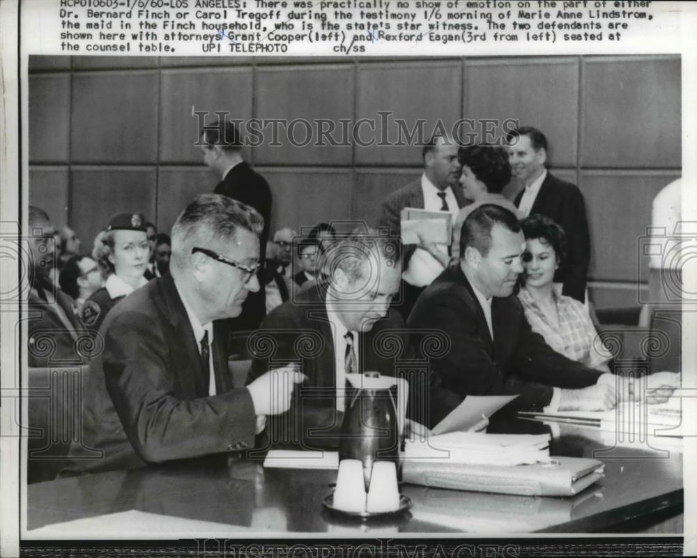 1960 Press Photo Dr Bernard Finch &amp; Carol Tregoff in Murder Trial Los Angeles - Historic Images