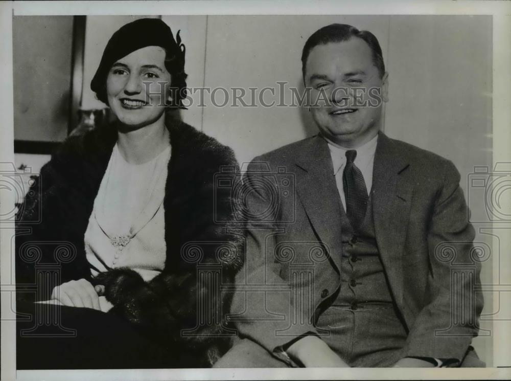 1933 Press Photo Robert Bangs Colgate Weds Pamela Aamroux Los Angeles - Historic Images