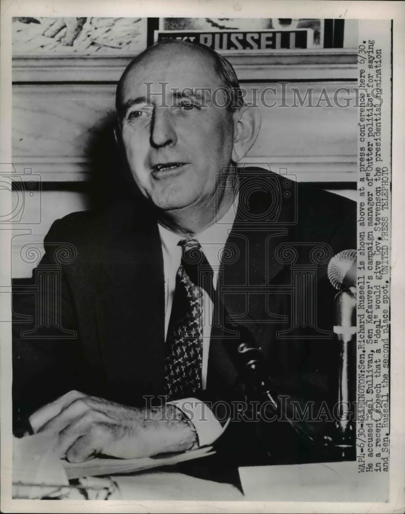 1962 Press Photo Sen. Richard Russell at press conference - Historic Images