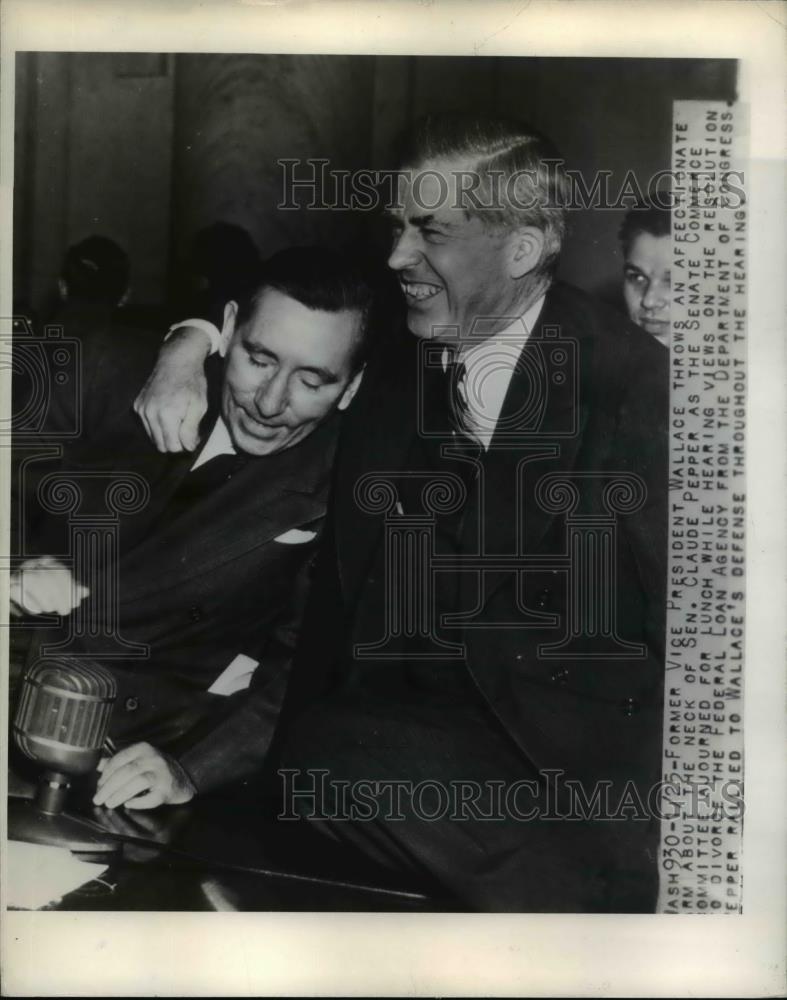 1945 Press Photo Former Vice President Wallace and Sen. Claude Pepper - Historic Images