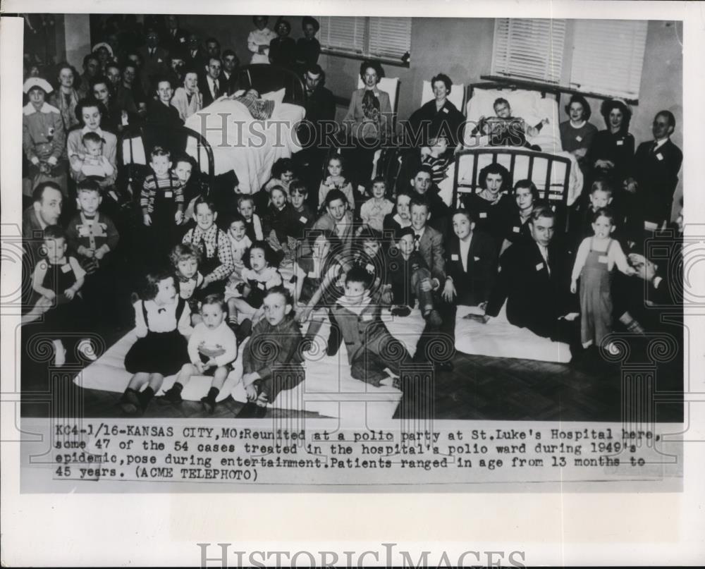 1950 Press Photo Polio Party at St. Lukes Hospital - nee28166 - Historic Images