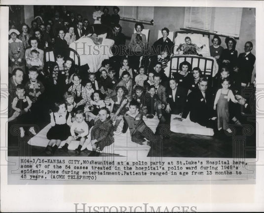 1950 Press Photo Polio Party at St. Lukes Hospital - nee28166 - Historic Images