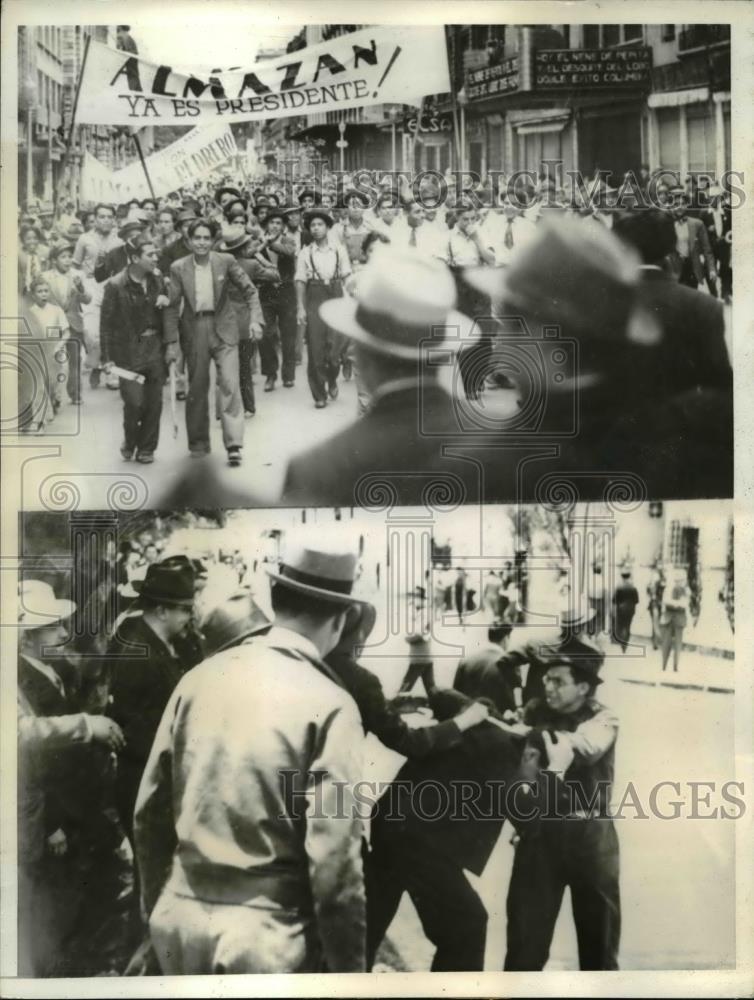 1940 Press Photo Followers of Different Candidates for Mexican President Clash - Historic Images