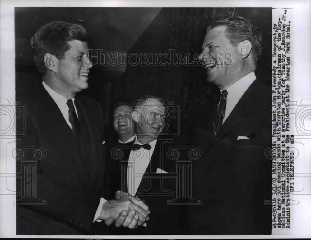 1961 Press Photo President John F. Kennedy with Thurston Morton - nee32656 - Historic Images