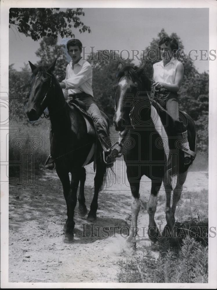 1955 Press Photo Ray Nicolli oh horse with lady on horse - Historic Images