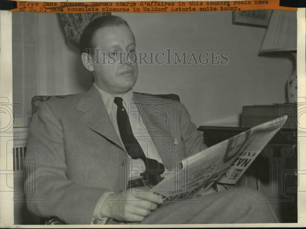 1941 Press Photo Hans Thomsen German Charge D&#39;Affaires at Waldorf Astoria Hotel - Historic Images