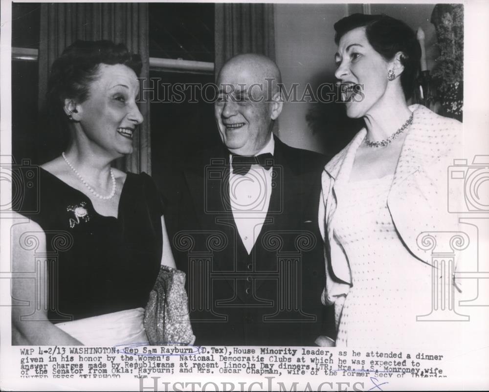 1954 Press Photo Sam Rayburn attends dinner, Womans National Democratic Club - Historic Images