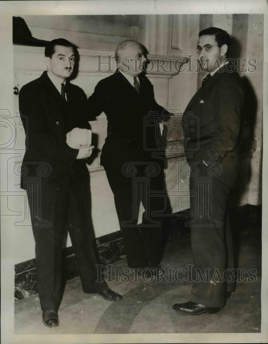 1934 Press Photo District Attorney Thomas Lewis, Neys McGuigan & Philips at Tria - Historic Images