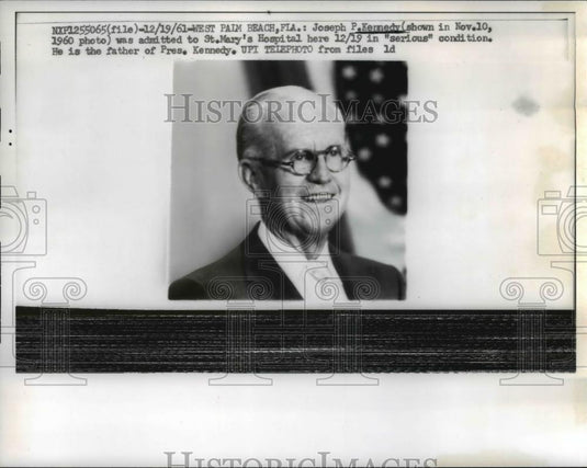 1961 Press Photo Joseph Kennedy, father of President John F. Kennedy - nee36150 - Historic Images