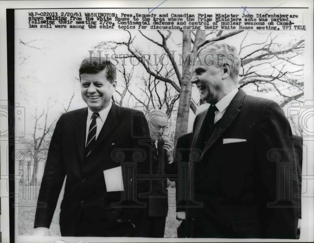 1961 Press Photo President John F. Kennedy, Prime Minister John Diefenbaker - Historic Images
